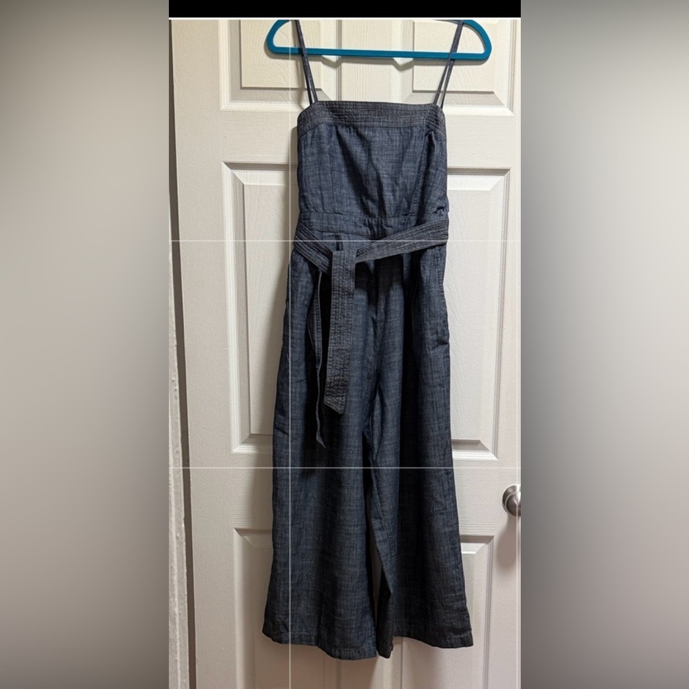 Pinko Indigo Wide-Leg Strap Jumpsuit with Waist Tie